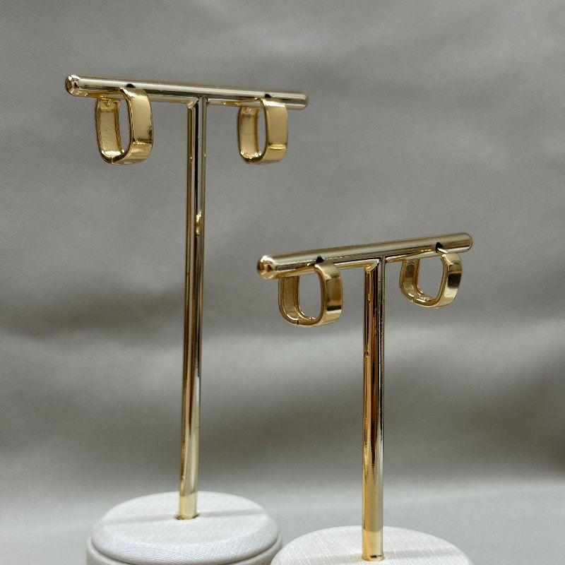 BRINCO DUPLO PAR DE BRINCOS RETANGULAR FIO RETO 5MM