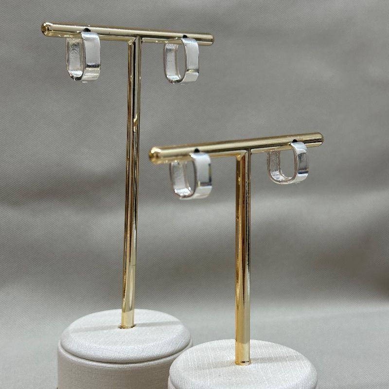 BRINCO DUPLO PAR DE BRINCOS RETANGULAR FIO RETO 5MM