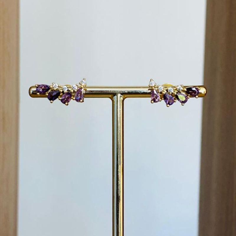 BRINCO EARCUFF ZIRCONIAS ROXAS