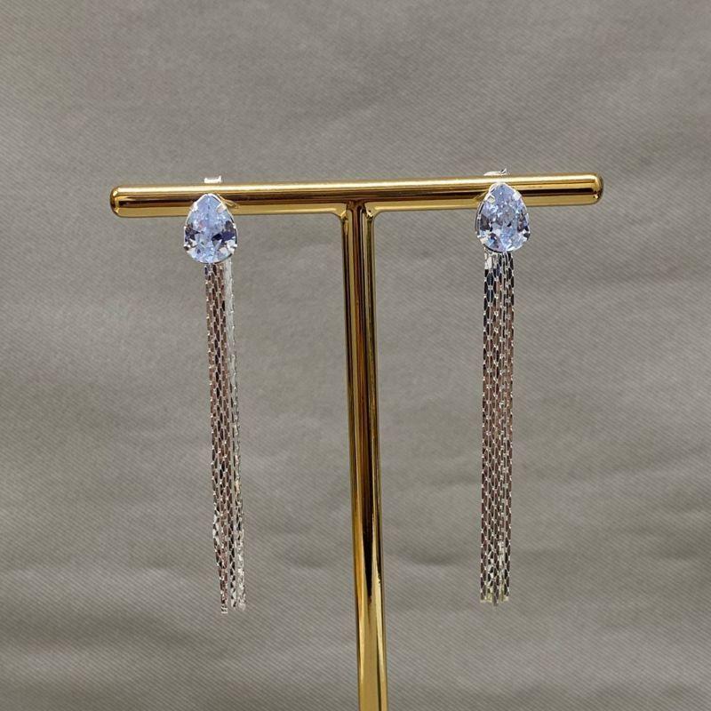 BRINCO FRANJA 50MM E GOTA EM ZIRCONIA CRISTAL 6*8MM