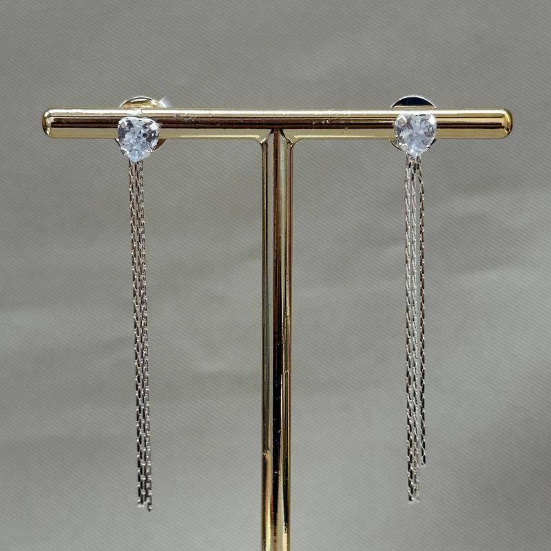 BRINCO FRANJA CORAÇÃO 5MM CRISTAL CORRENTES 50MM