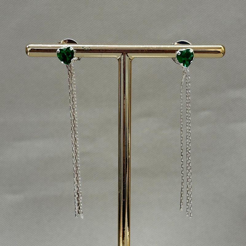 BRINCO FRANJA CORAÇÃO 5MM EMERALD CORRENTES 50MM