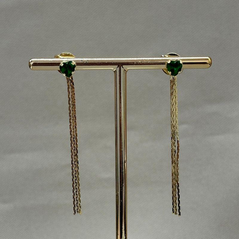 BRINCO FRANJA CORAÇÃO 5MM EMERALD CORRENTES 50MM