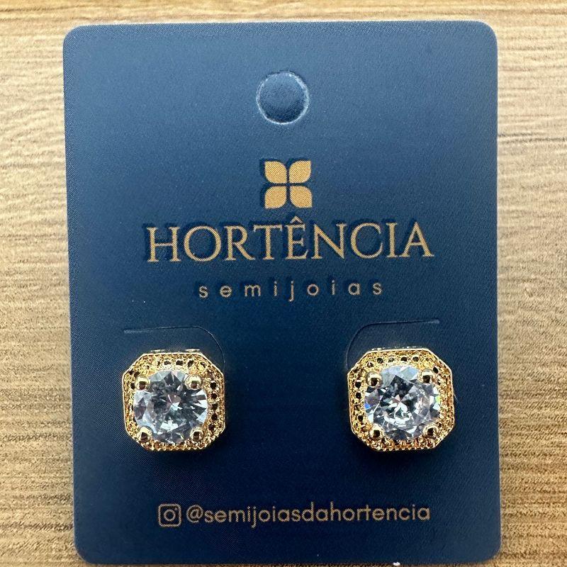 BRINCO QUADRADO TRAB 1 PEDRA ZIRCONIA