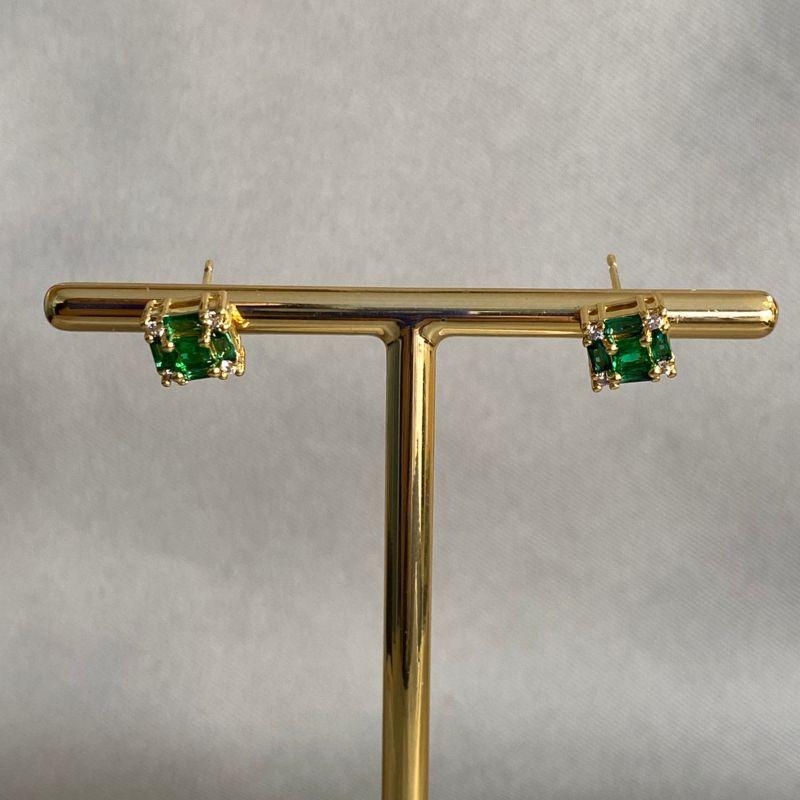 BRINCO QUADRADO ZIRCÔNIA VERDE