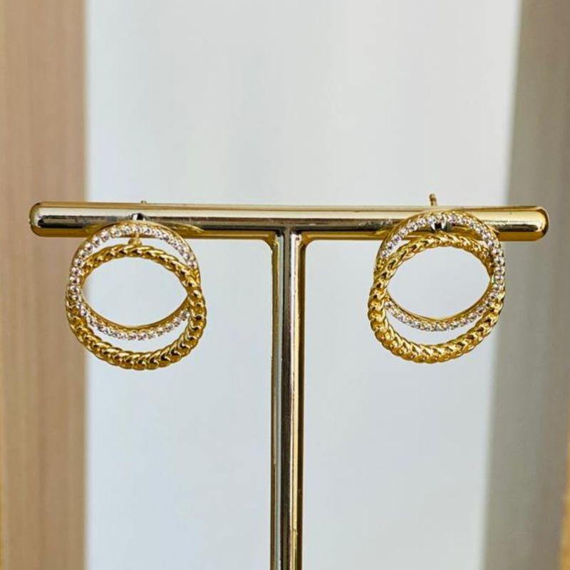 BRINCO REDONDO DUPLO CRAVEJADO E LISO