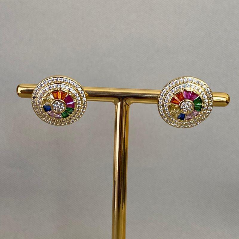 BRINCO REDONDO ZIRCONIAS COLORS  CRAVEJADO