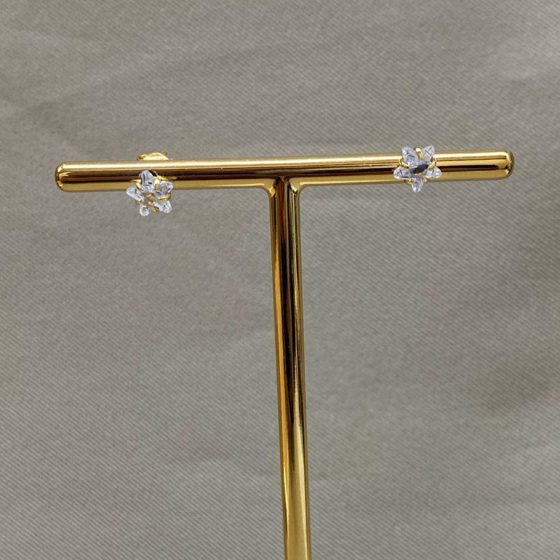 BRINCO SOLITARIO ESTRELA 6*6 ZIRCONIA CRISTAL