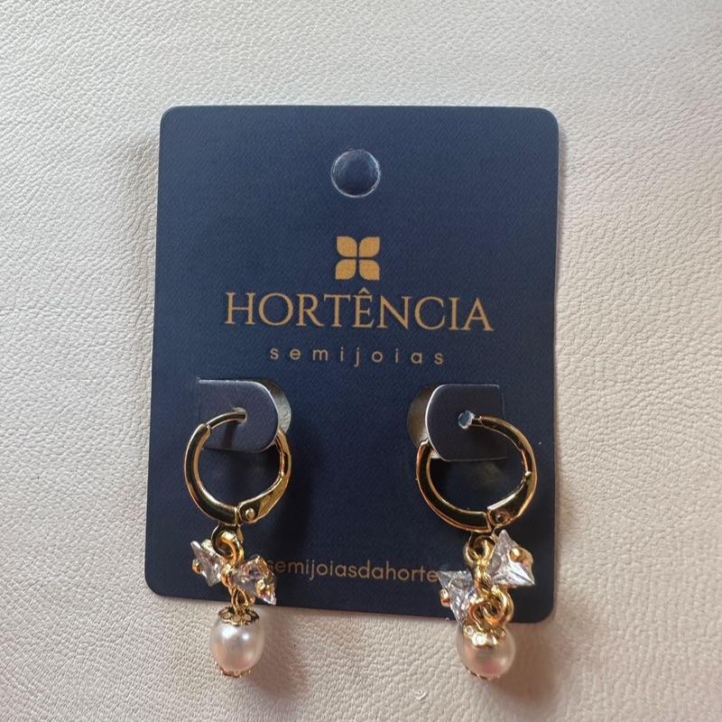 BRINCO TRANQUETA LAÇO 2 PEDRA ZIR COM PEROLA