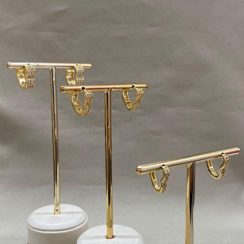 BRINCO TRIO ARGOLA CORAÇÃO CRAVEJADA