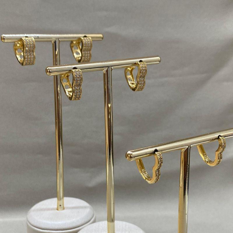 BRINCO TRIO ARGOLA CORAÇÃO CRAVEJADO