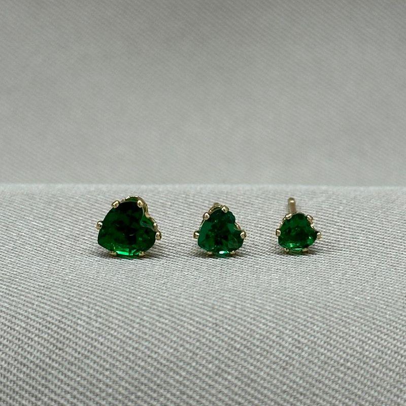 BRINCO TRIO CORAÇÃO ESMERALDA 4MM/5MM/6MM