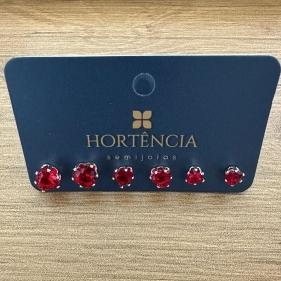 BRINCO TRIO CORAÇÃO RUBI 4MM/5MM/6MM