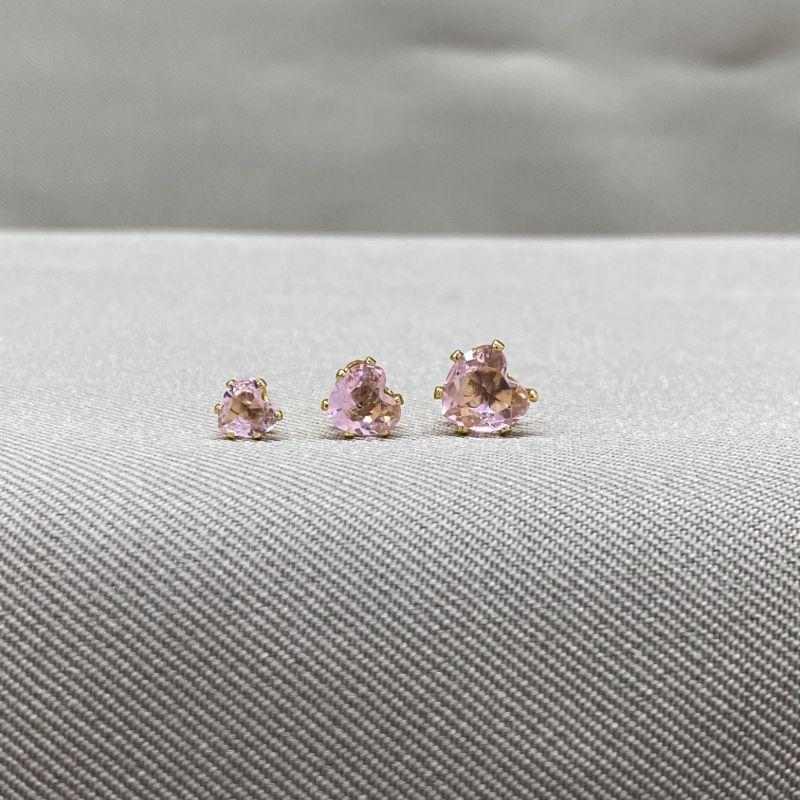 BRINCO TRIO CORAÇÃO ZIRCONIA LIGHT ROSE 4/5/6MM