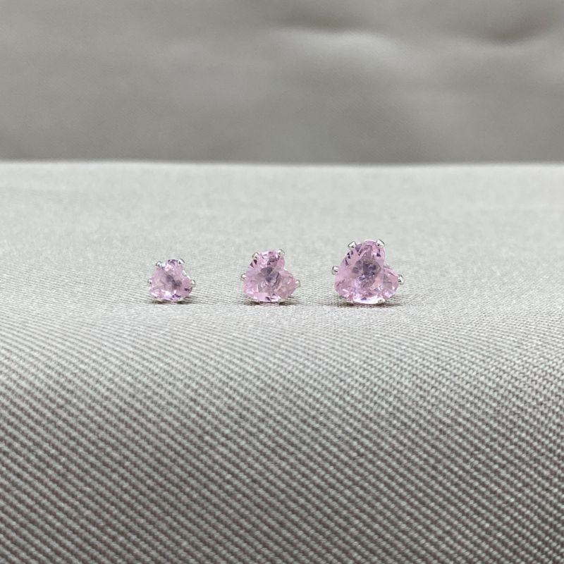 BRINCO TRIO CORAÇÃO ZIRCONIA LIGHT ROSE 4/5/6MM