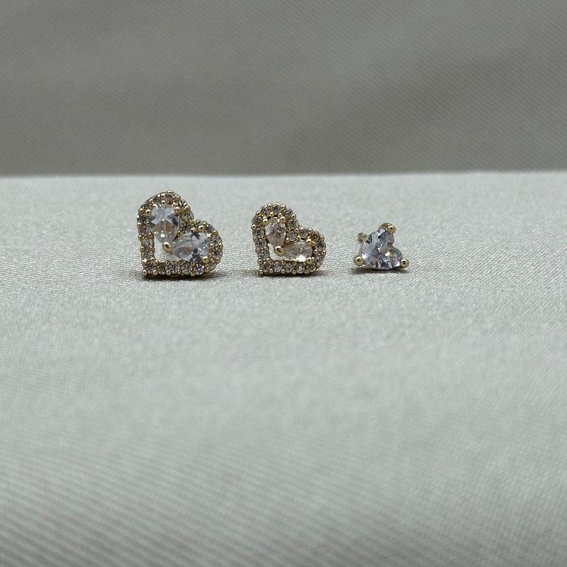 BRINCO TRIO CORAÇÃO ZIRCONIAS