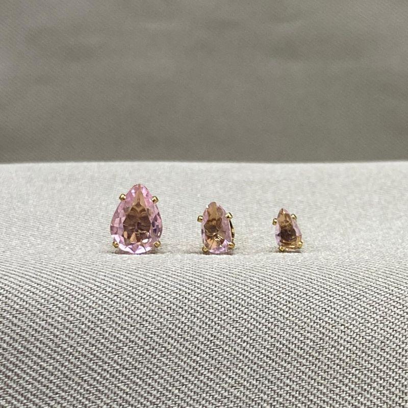 BRINCO TRIO GOTA EM ZIRCONIA LIGHT ROSE 3*5/4*6/6*8MM