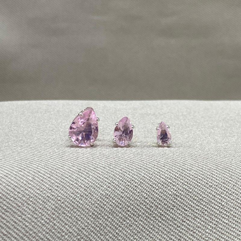 BRINCO TRIO GOTA EM ZIRCONIA LIGHT ROSE 3*5/4*6/6*8MM