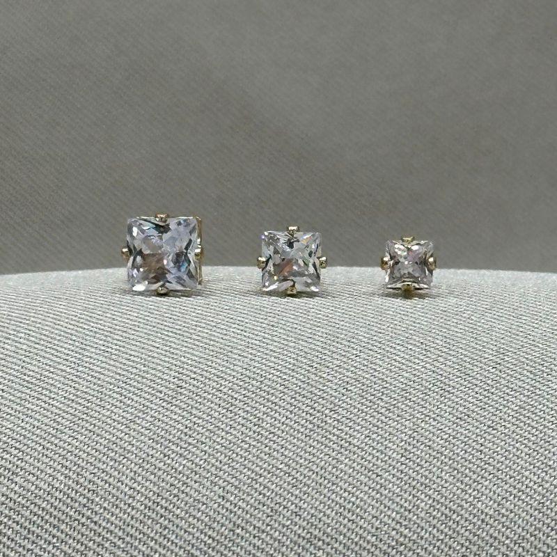 BRINCO TRIO ZIRCONIA QUADRADA