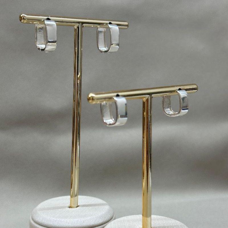 BRINCOS DUPLA RETANGULAR FIO RETO 5MM