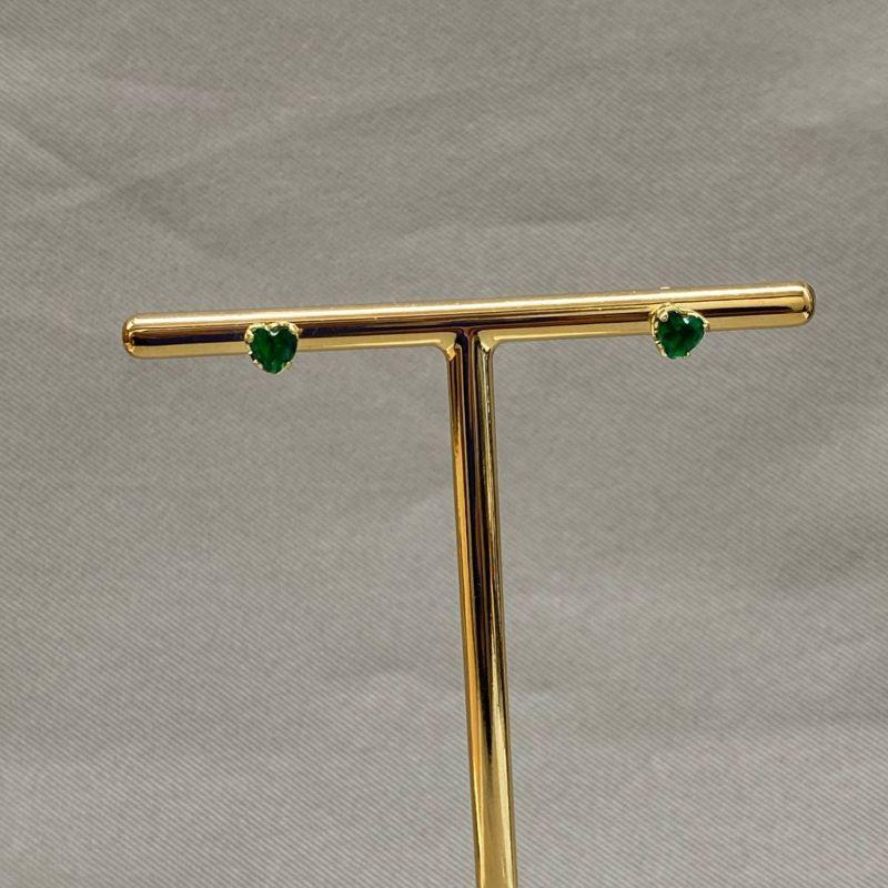 BRINCOS EM FORMATO DE CORAÇÃO 5MM E ZIRCONIA EMERALDA