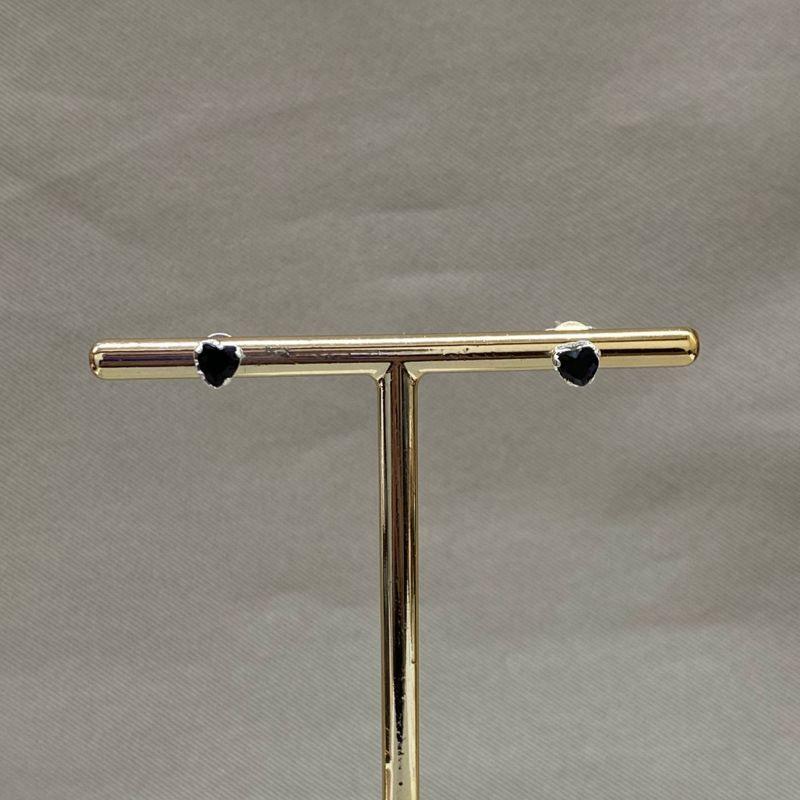 BRINCOS GALERIA NACIONAL EM FORMATO DE CORAÇÃO 5MM E ZIRCONIA BLACK