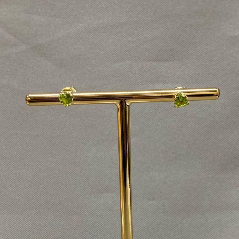 BRINCOS GALERIA NACIONAL EM FORMATO DE CORAÇÃO 5MM E ZIRCONIA VERDE OLIVA