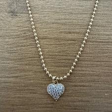 CHOCKER BOLINHA COM PINGENTE CORAÇÃO ZIRCONIA 35CM+EXT