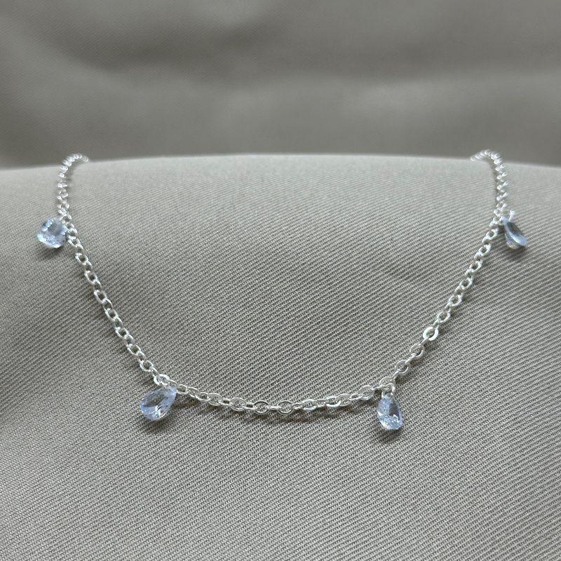 CHOCKER COLAR ELO REDONDO E GOTAS EM ZIRCONIA CRISTAL 7*10 37+10CM