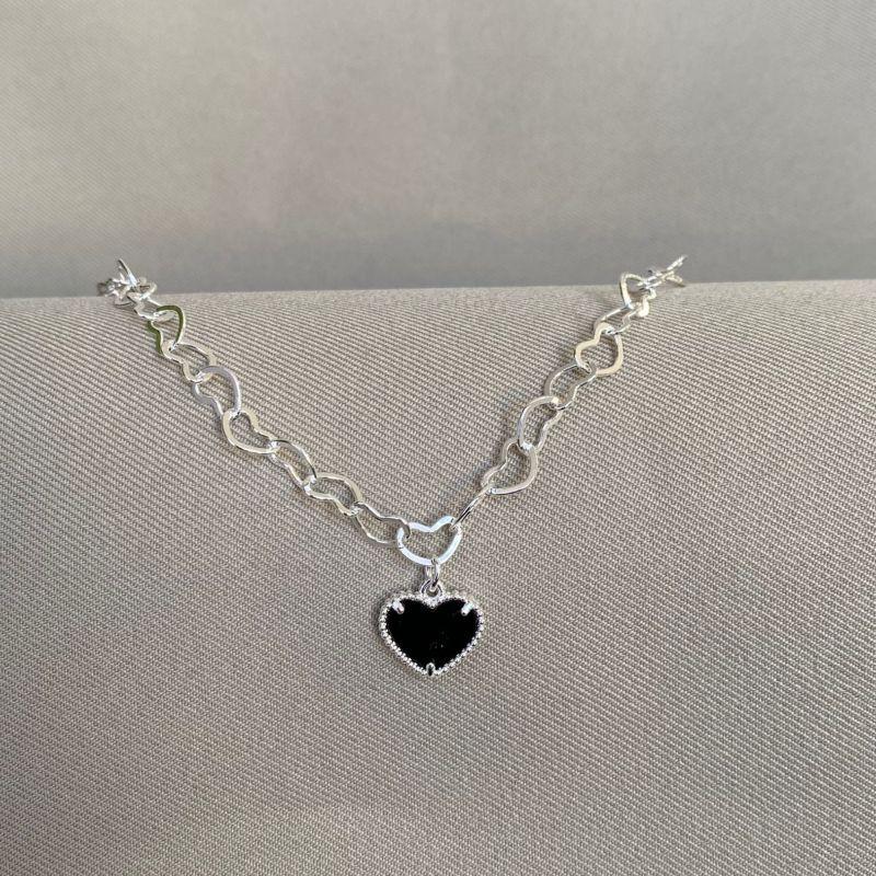 CHOCKER ELOS CORAÇÃO COM PING CORAÇÃO PEDRA PRETA