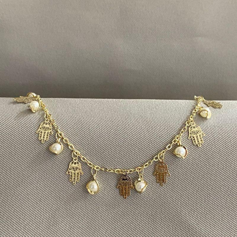 CHOCKER MÃO DE FATIMA COM PEROLA