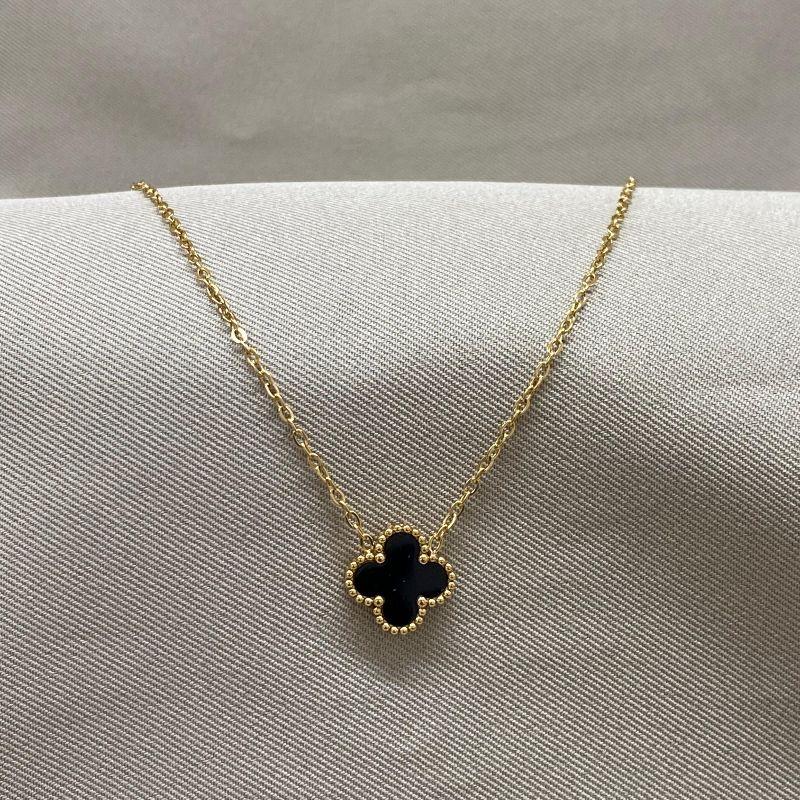 COLAR 1 TREVO DOURADO PRETO STEEL