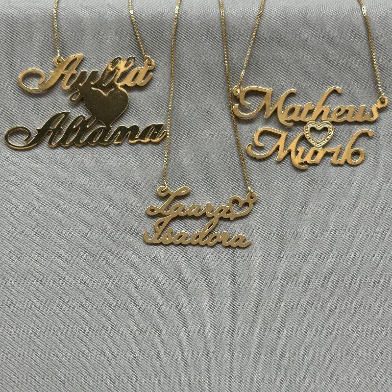 COLAR 2 NOMES PERSONALIZADOS COM CORAÇÃO