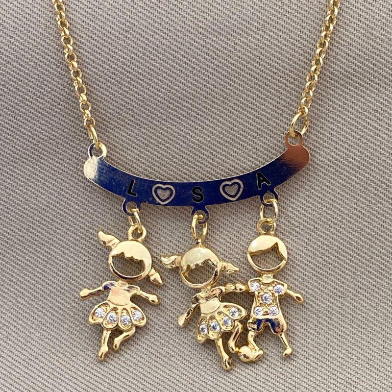 COLAR 3 FILHOS PERSONALIZADO ELO PORTUGUES