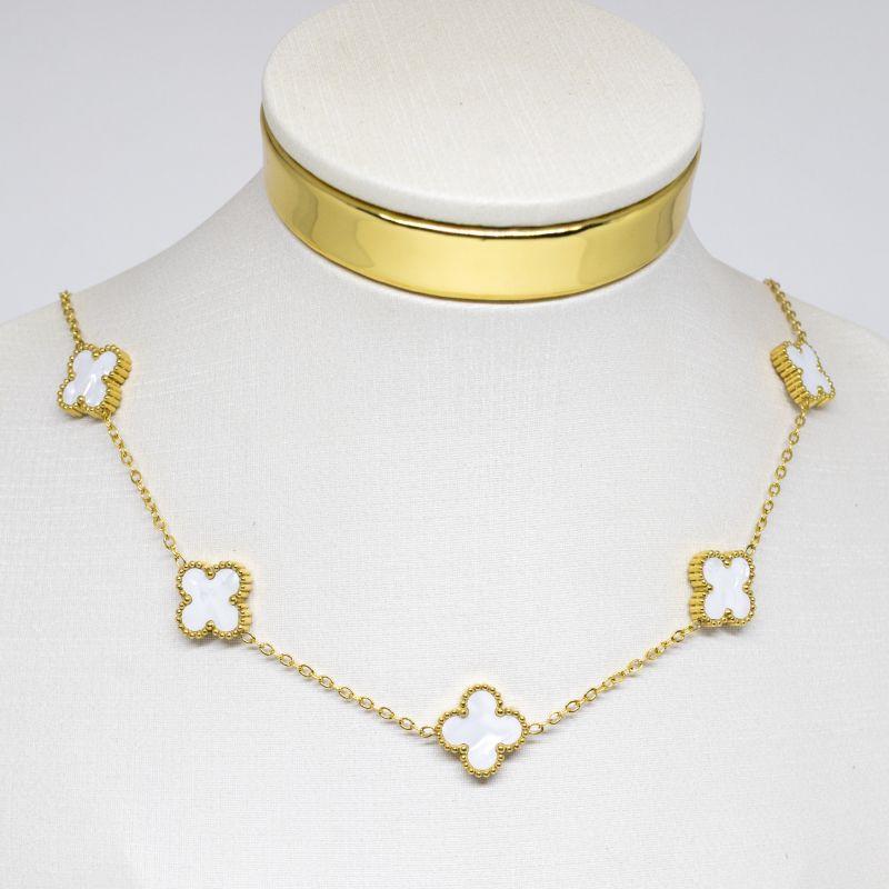 COLAR 7 TREVOS BRANCOS STEEL