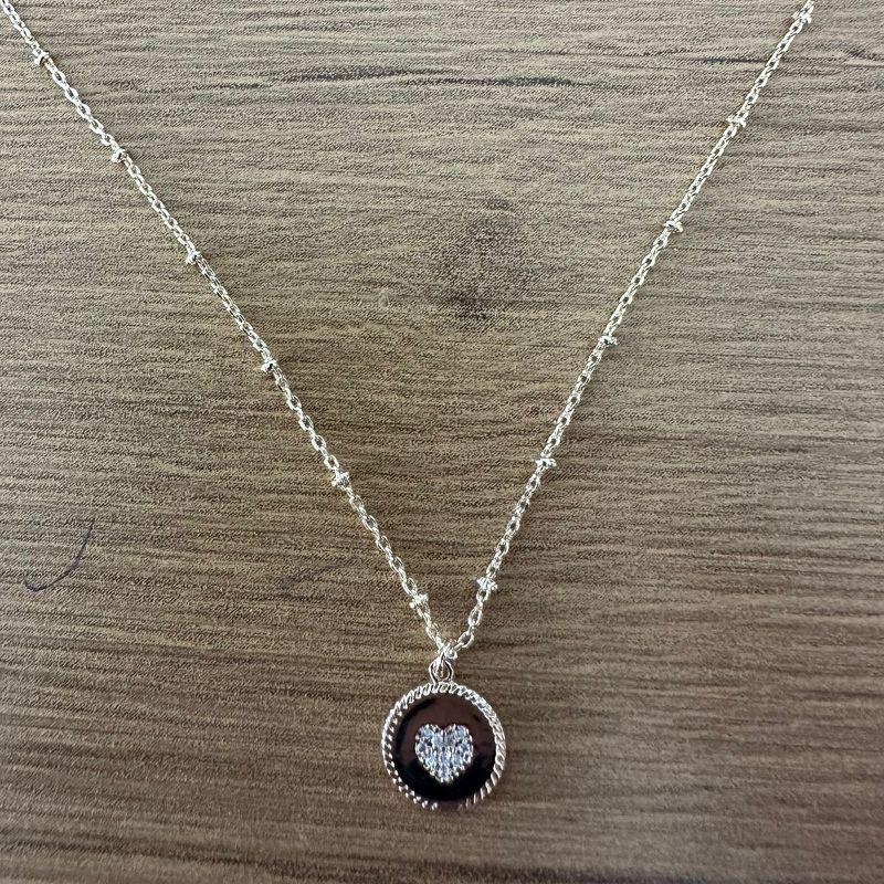 COLAR BOLINHA COM PING CORAÇÃO ZIRCONIAS