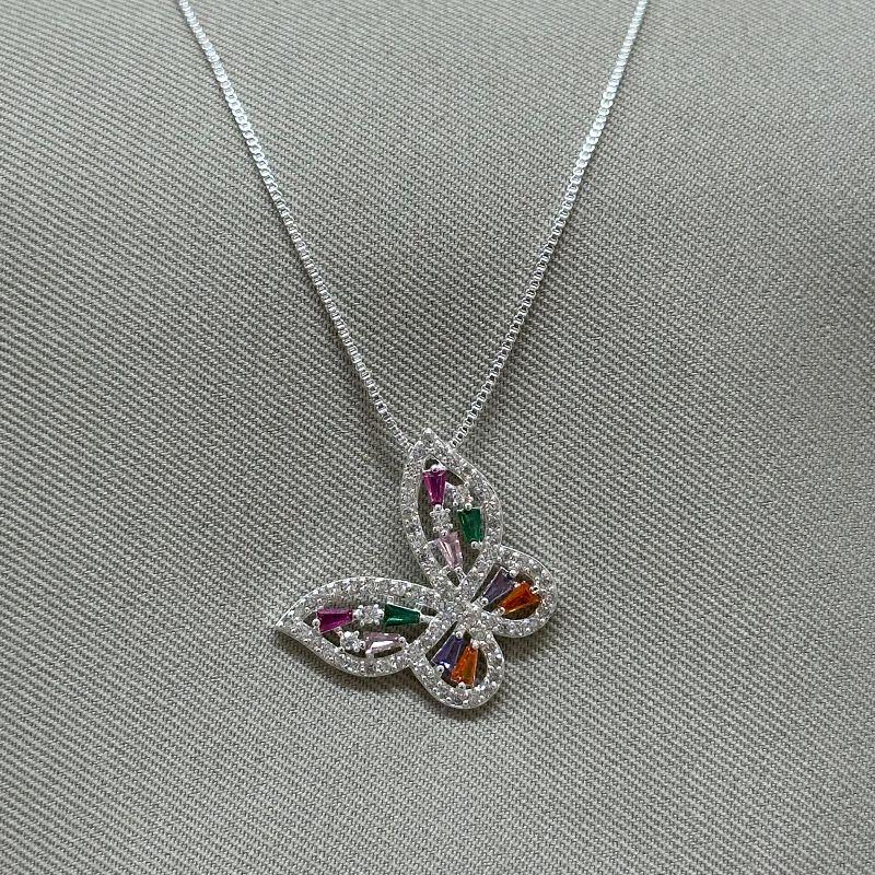 COLAR BORBOLETA COLORS CRAVEJADA