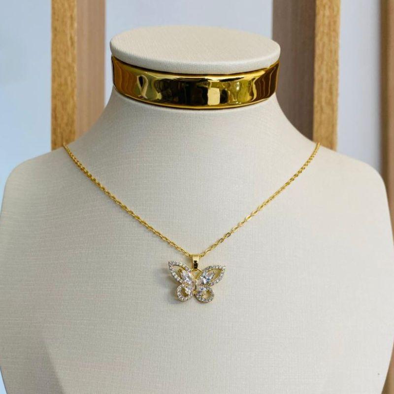 COLAR BORBOLETA CRAVEJADA