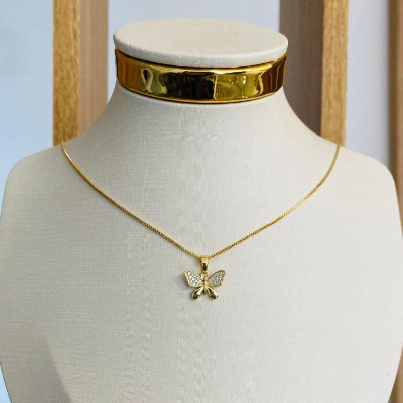 COLAR BORBOLETA CRAVEJADA