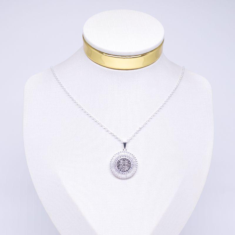 COLAR CADEADINHO PING SAO BENTO MANDALA CRAVEJADO