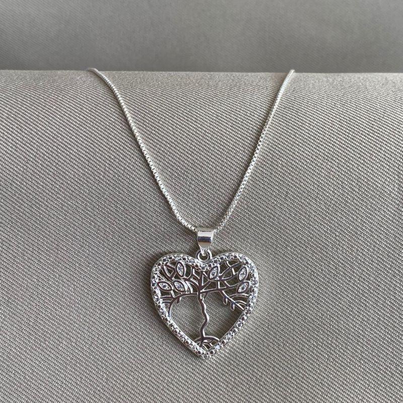 COLAR CORAÇÃO ARVORE DA VIDA CRAVEJADO