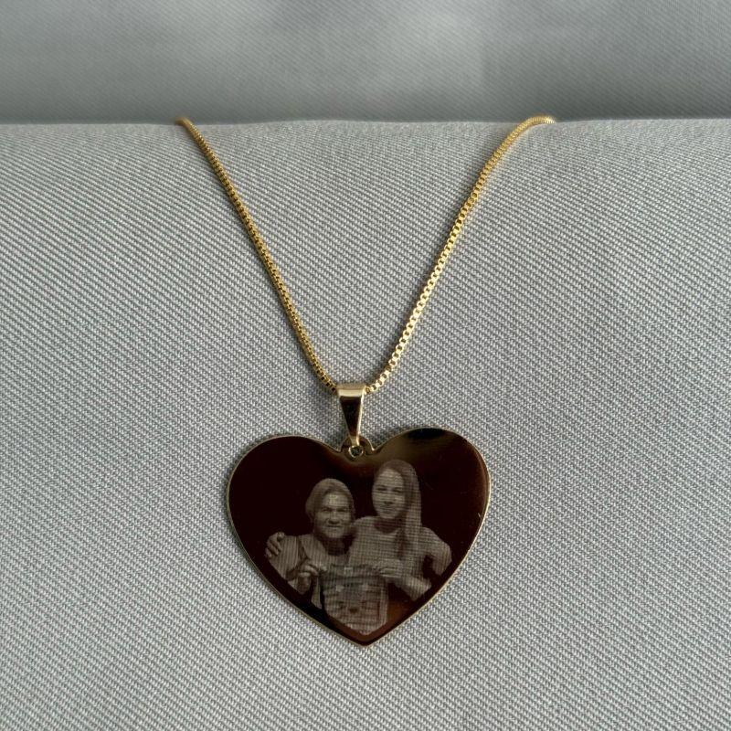 COLAR CORAÇÃO COM FOTO PERSONALIZADA 45CM