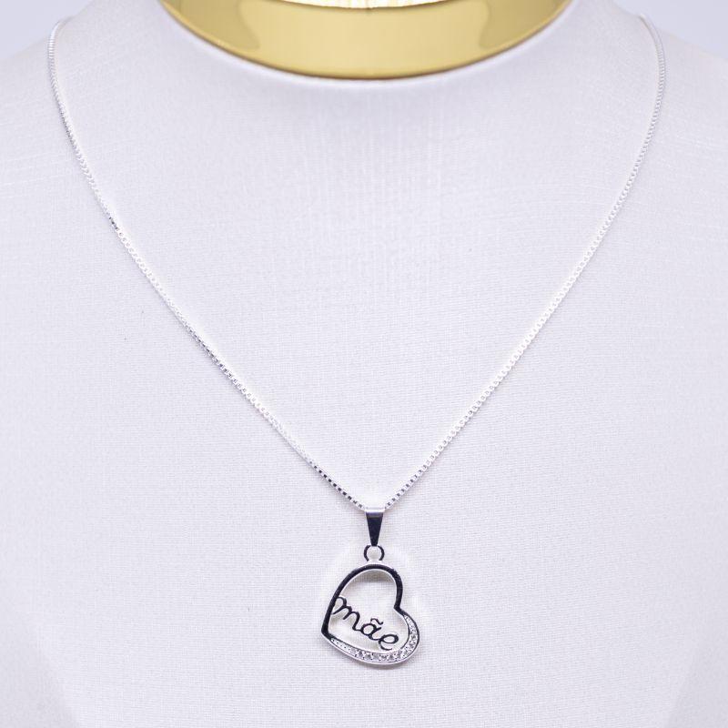 COLAR CORAÇÃO MÃE CRAVEJADO