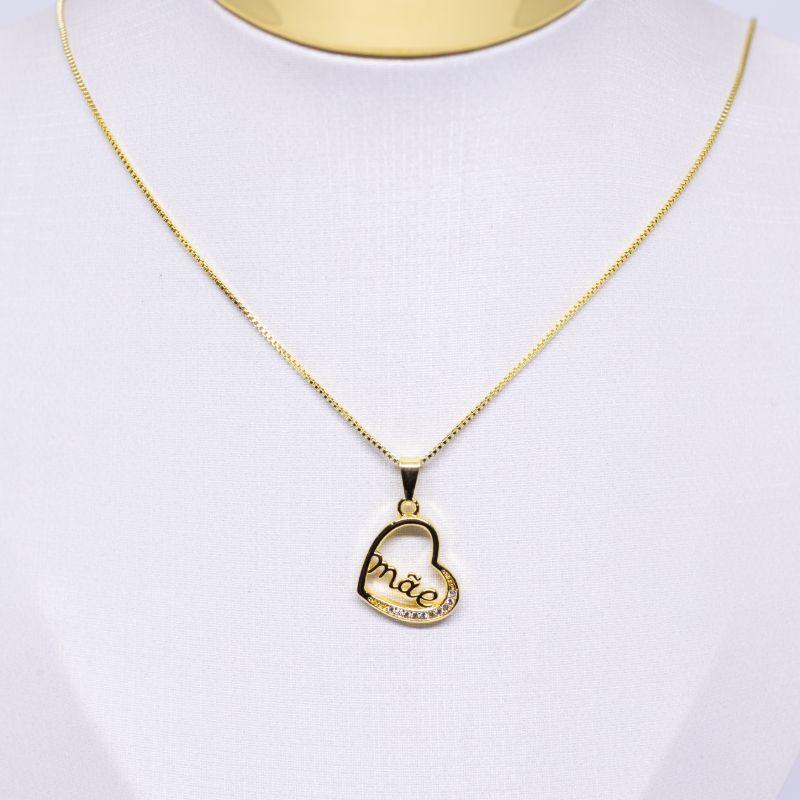 COLAR CORAÇÃO MÃE CRAVEJADO