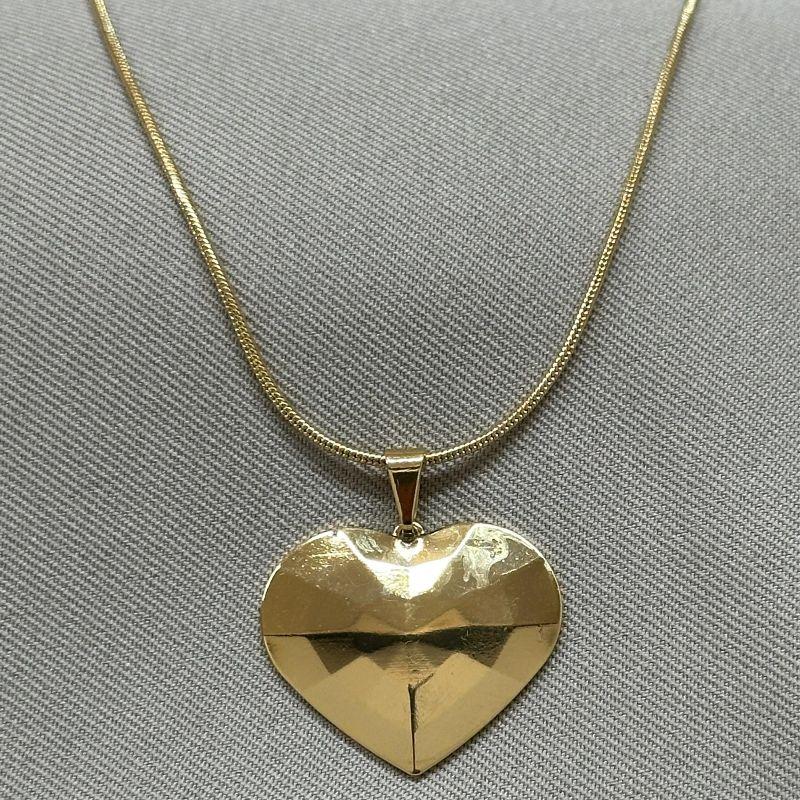 COLAR CORDÃO RABO DE RATO/PINGENTE CORAÇÃO DIAMANTE