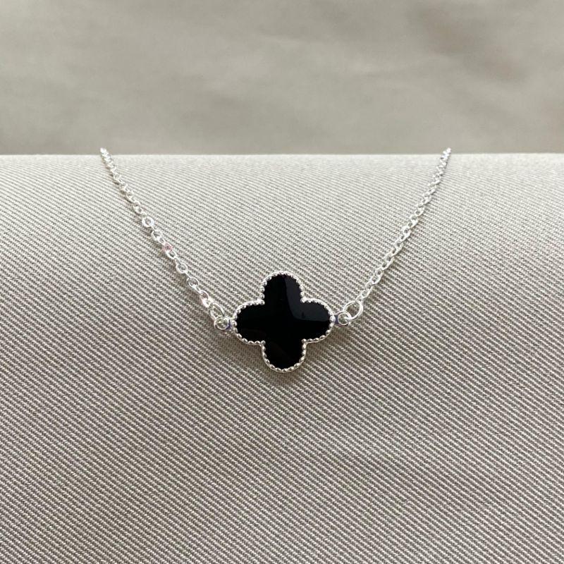 COLAR ELO CADEADO TREVO PRETO