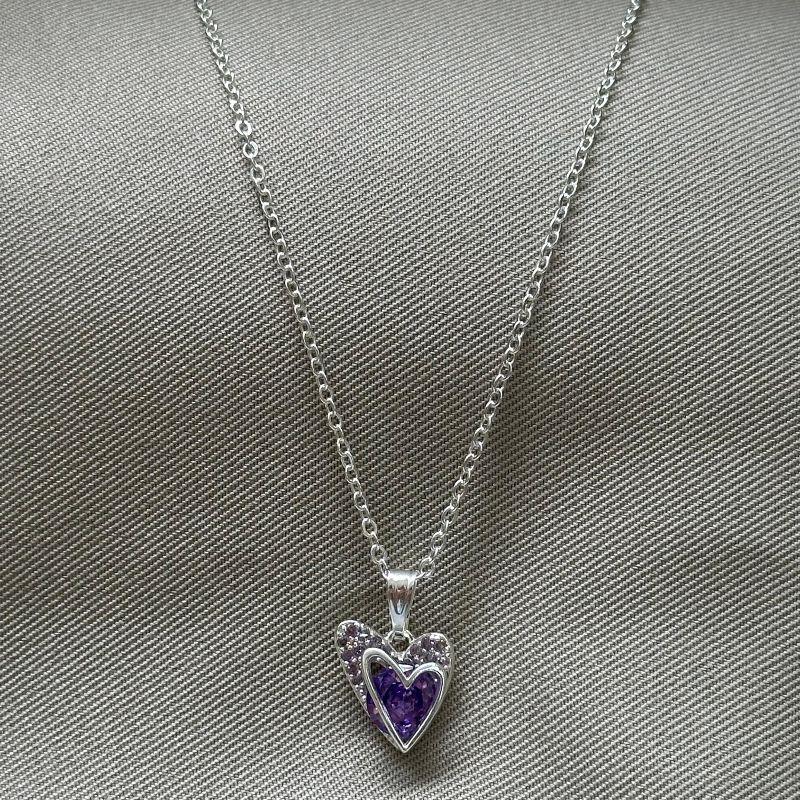 COLAR ELOS PINGENTE CORAÇÃO LILAS