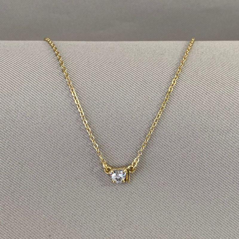 COLAR LETRA I COM CORAÇÃO ZIRCONIA