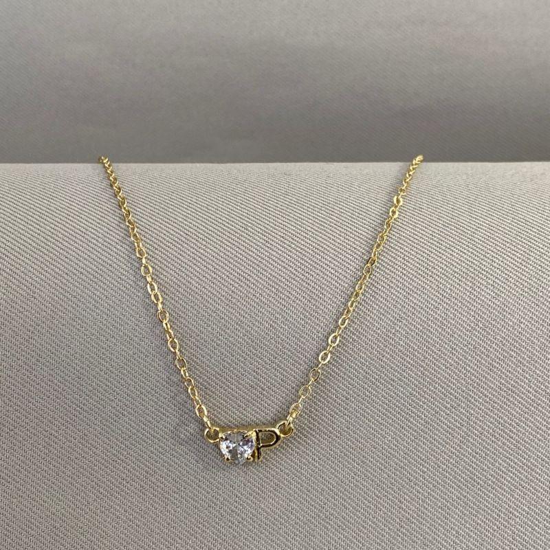 COLAR LETRA P COM CORAÇÃO ZIRCONIA