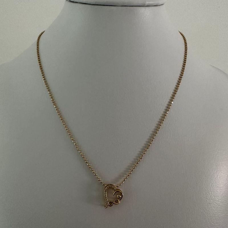 COLAR MICRO BOLA 1,5 COM PING CORAÇÃO ZIRCONIAS